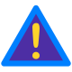 blue triangle with gold excalemation mark in the middle